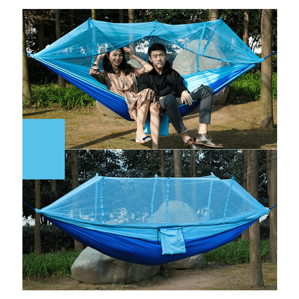 1-2 Person Camping Hammock Hanging Bed Swing Chair with Mosquito Net Outdoor Travel - MRSLM