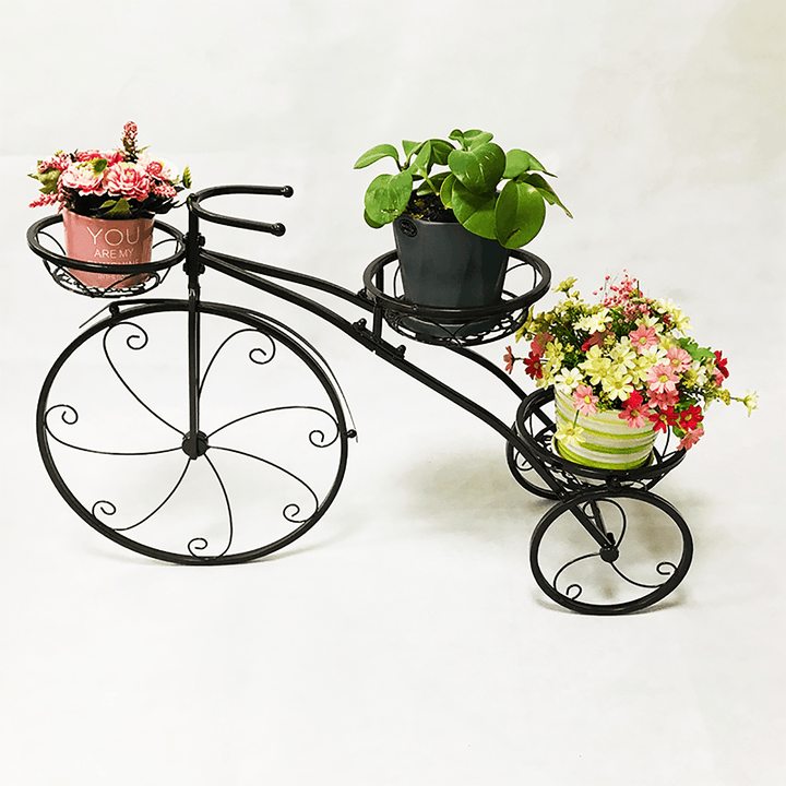 3 Tier Bicycles Plant Stand Metal Flower Pots Garden Decor Shelf Rack