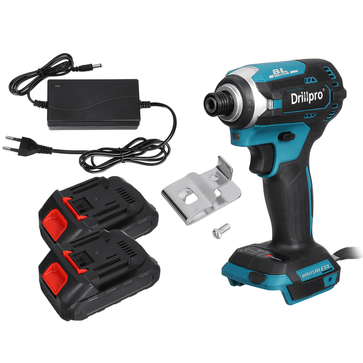 Drillpro 3 Light Brushless Electric Screwdriver Cordless Rechargeable Power Tool W/ 1/2Pcs Battery Also for Makita 18V Battery - MRSLM