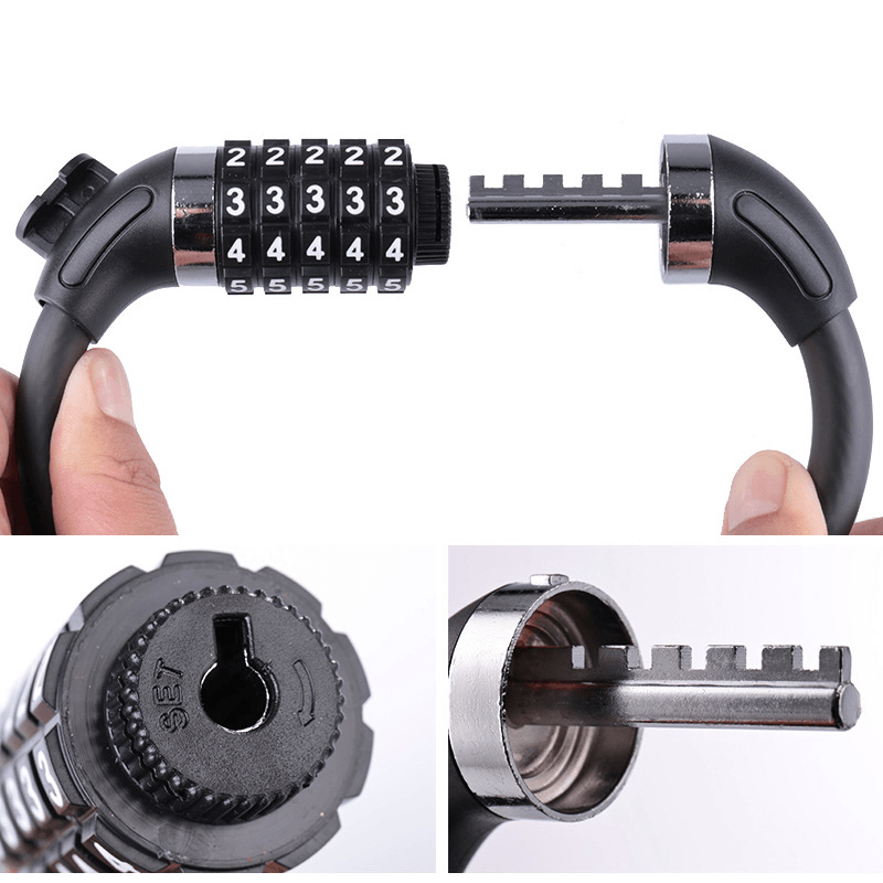 WHEELUP Updated Version 1.2M Five Password Anti-Theft Mountain Bike Code Lock Cable Bike Lock