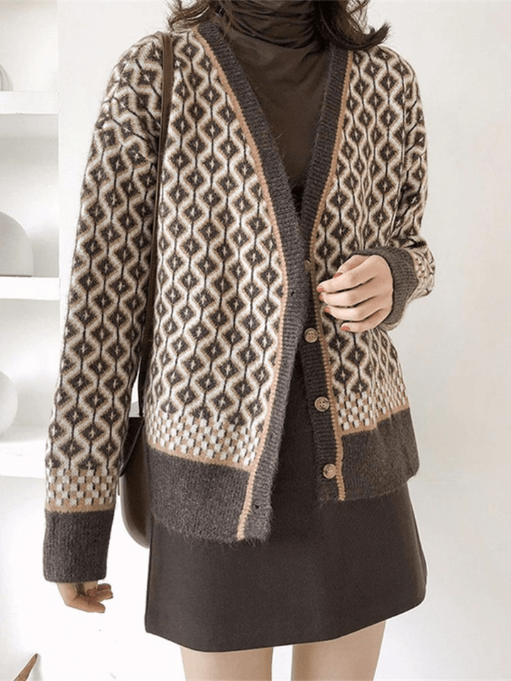 Women Aryclic Knitted Button down up Retro Cardigan - MRSLM