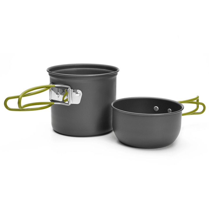 10 Pcs 1-2 People Camping Cookware Set Stove Burner Pots Bowl Gas Tank Holder Water Cup Foldable Tableware Outdoor Picnic