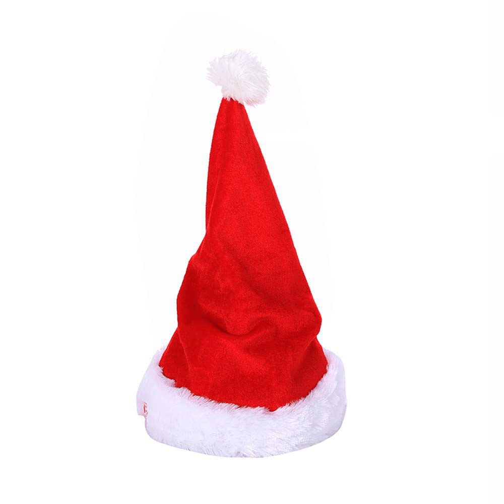 Unisex Cotton Christmas Battery Music Toy Electric Christmas Gift Santa Cap for Children