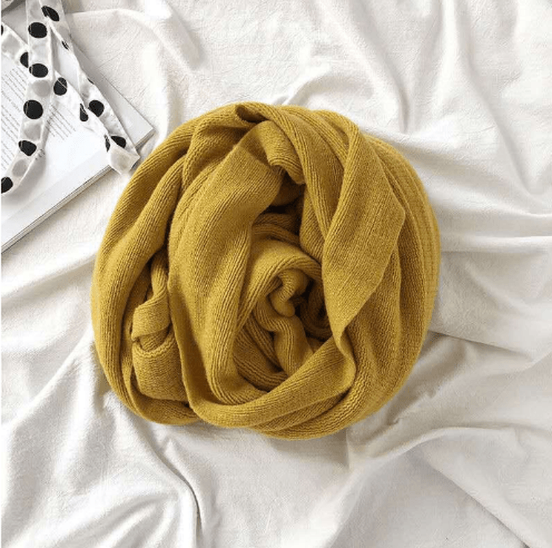 Pure Color Knitted Wool Scarf Women Autumn and Winter