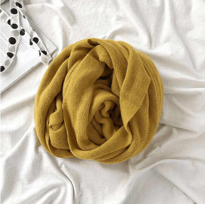 Pure Color Knitted Wool Scarf Women Autumn and Winter