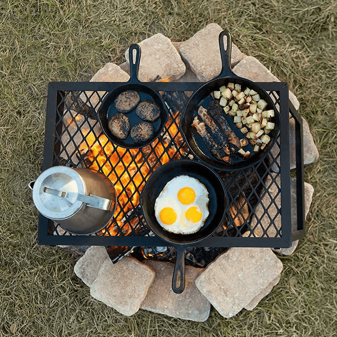 Portable Folding Campfire Grill Grate Camping BBQ Cooking Open over Fire Outdoor Folding Garden Furniture