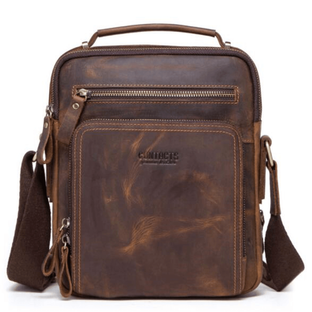 5L Men Genuine Leather Bag Briefcase Messenger Crossbody Shoulder Handbag Outdoor Travel - MRSLM