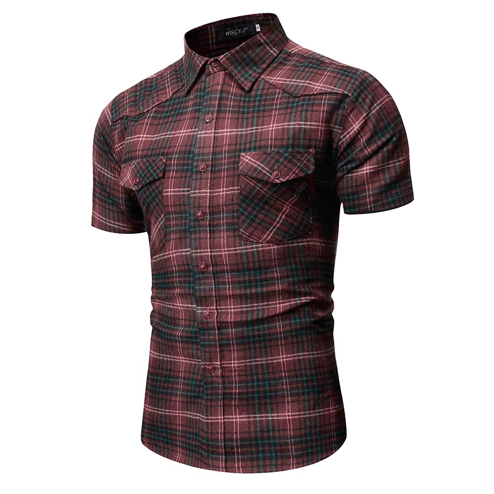 Men'S Plaid Shirt Casual Style plus Size