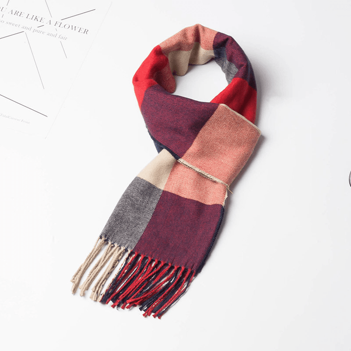 Stylish and Versatile Men'S Plaid Warm Scarf