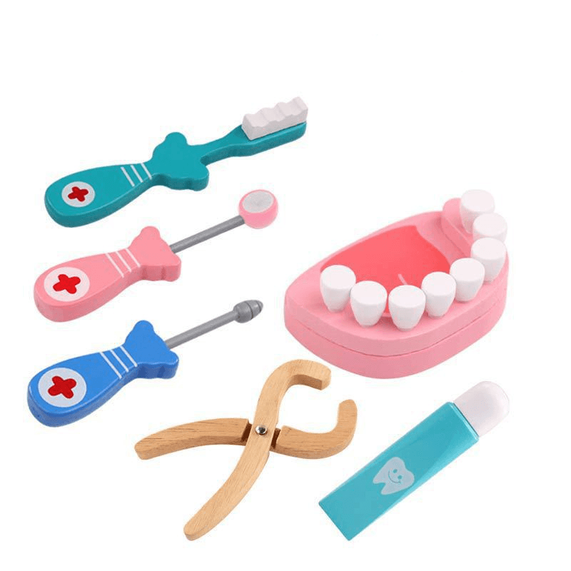 Wooden Children'S Oral Dentist Nurse Simulation Dentist Suit