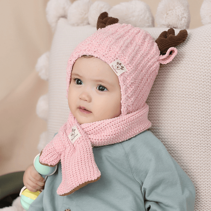 Infant plus Cotton Fawn Hat and Scarf Set