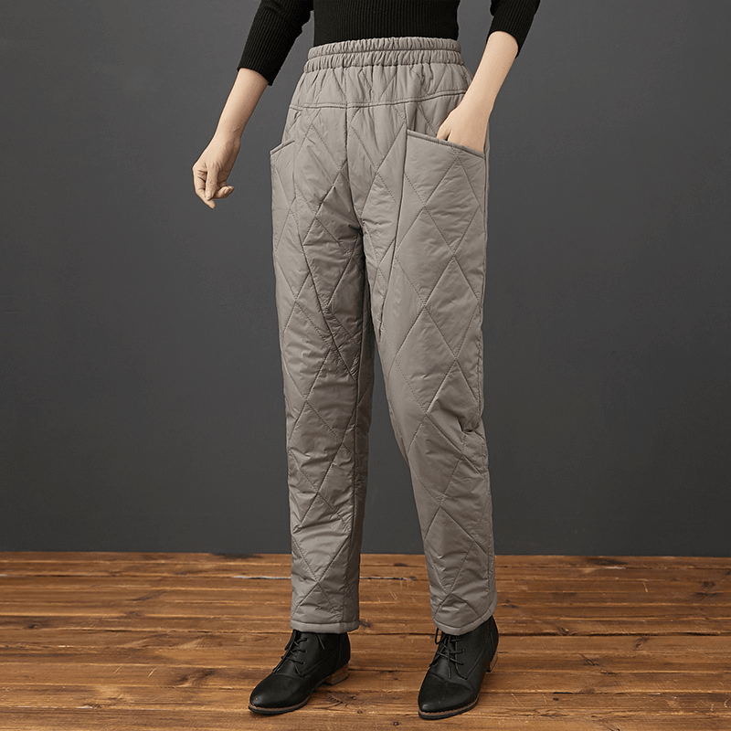 Fashion Casual Harem Cotton Trousers with Diamond Pattern