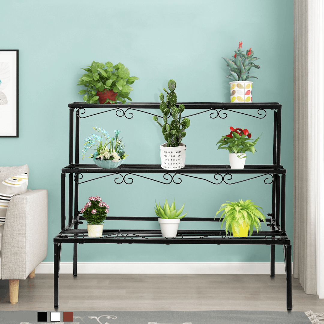 3 Tier Metal Plant Stand Flower Pot Holder Shelves Garden Home Indoor Outdoor