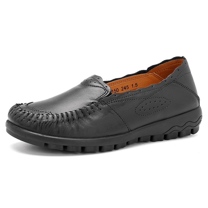 Genuine Leather Women Comfy Casual Flat Loafers - MRSLM