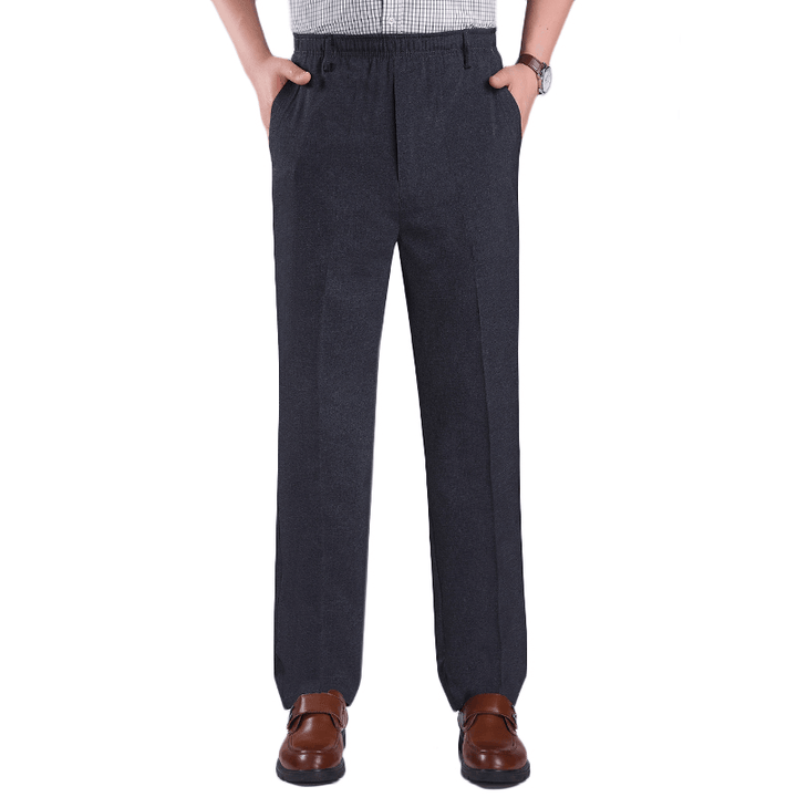 Men'S Summer Thin Elastic High Waist Deep Suit Pants