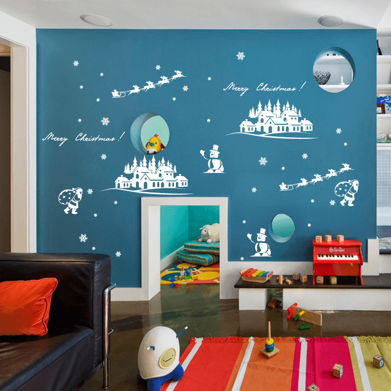 Miico SK6029 Christmas Sticker Cartoon Wall Stickes for Living Room Decoration Christmas Party