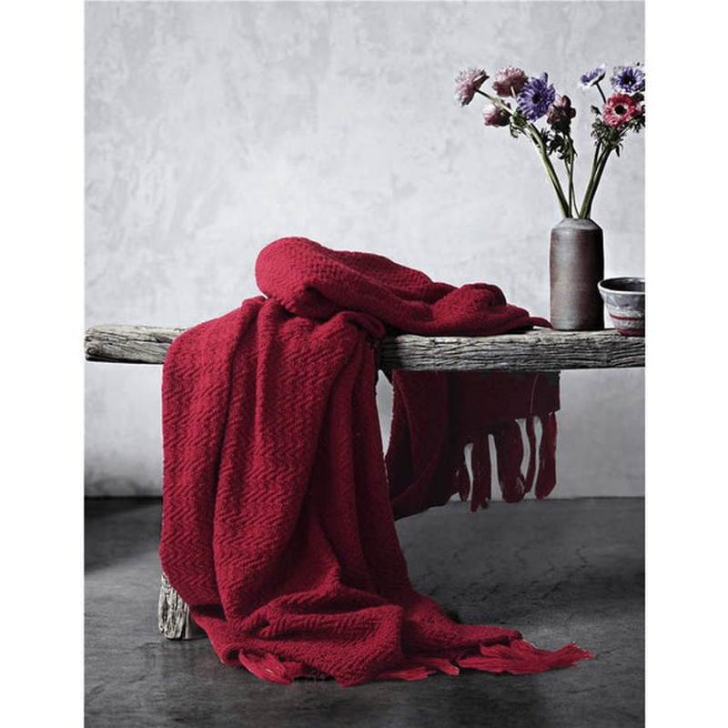 Warm Cozy Knitted Throw Blankets Red 130Cm X160Cm