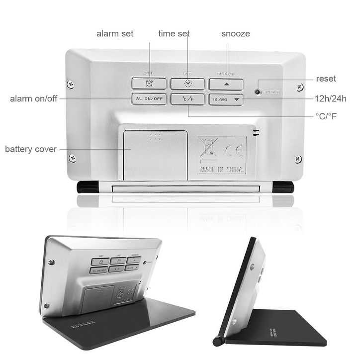 DC-11 Electronic Travel Alarm Clock Folding Desk Clock with Temperature Date Time Calendar