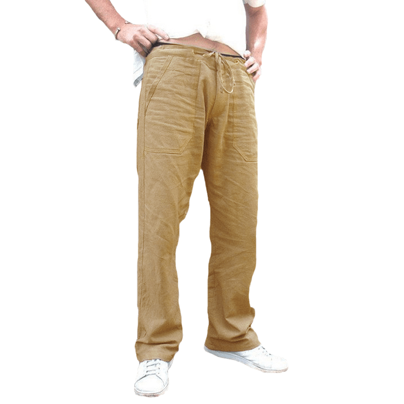 Mens Ethnic Style Cotton Comfy Breathable Straight Leg Pants