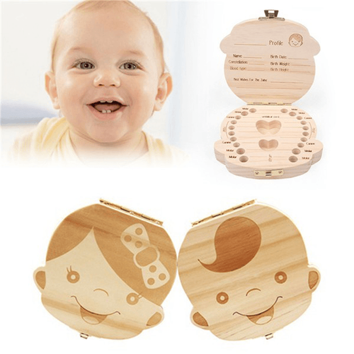 Baby Milk Teeth Wooden Storage Case save Box Hair Holder Organizer for Girl Boys New Tooth Organizer