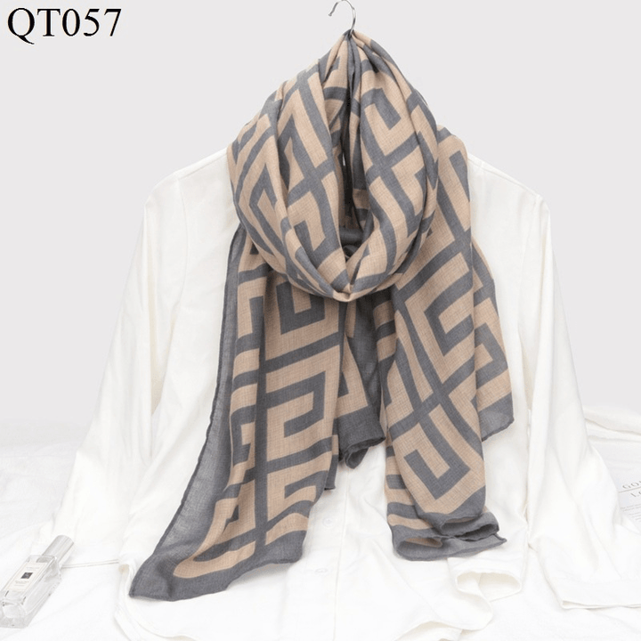 New Korean Style Cotton and Linen Scarf Women Fashion Trend Plaid Scarf Shawl Dual-Use