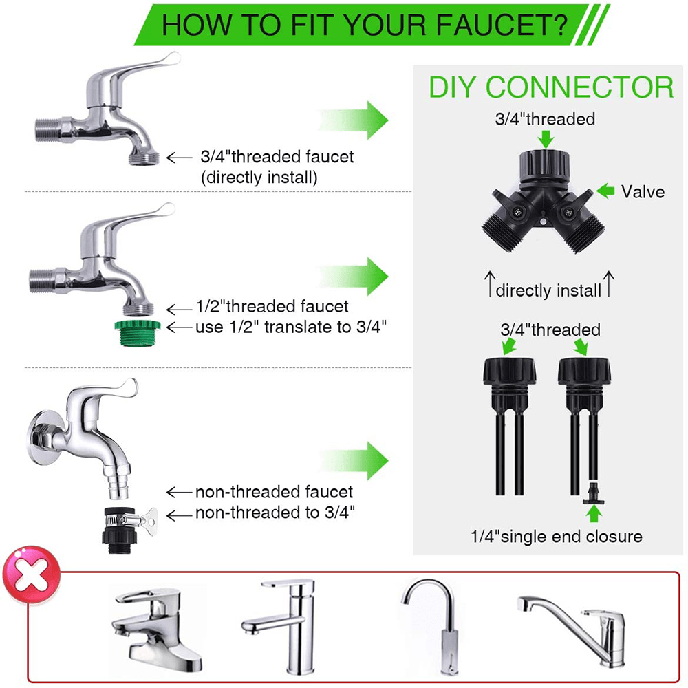 40M 178PCS Drip Irrigation Kit 1/4" Blank Distribution Tubing Automatic Irrigation Equipment Set with Adjustable Nozzle