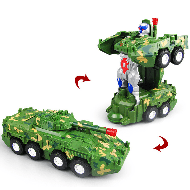 Kids Electric Toys Transforming Armored Vehicle Car with LED Light Music Sound Children Gift