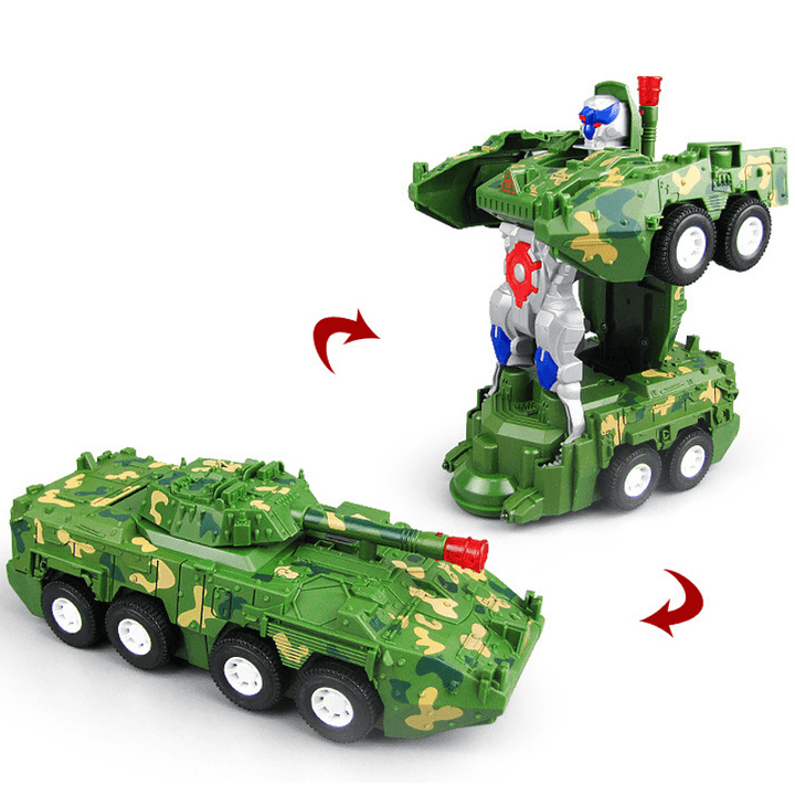 Kids Electric Toys Transforming Armored Vehicle Car with LED Light Music Sound Children Gift