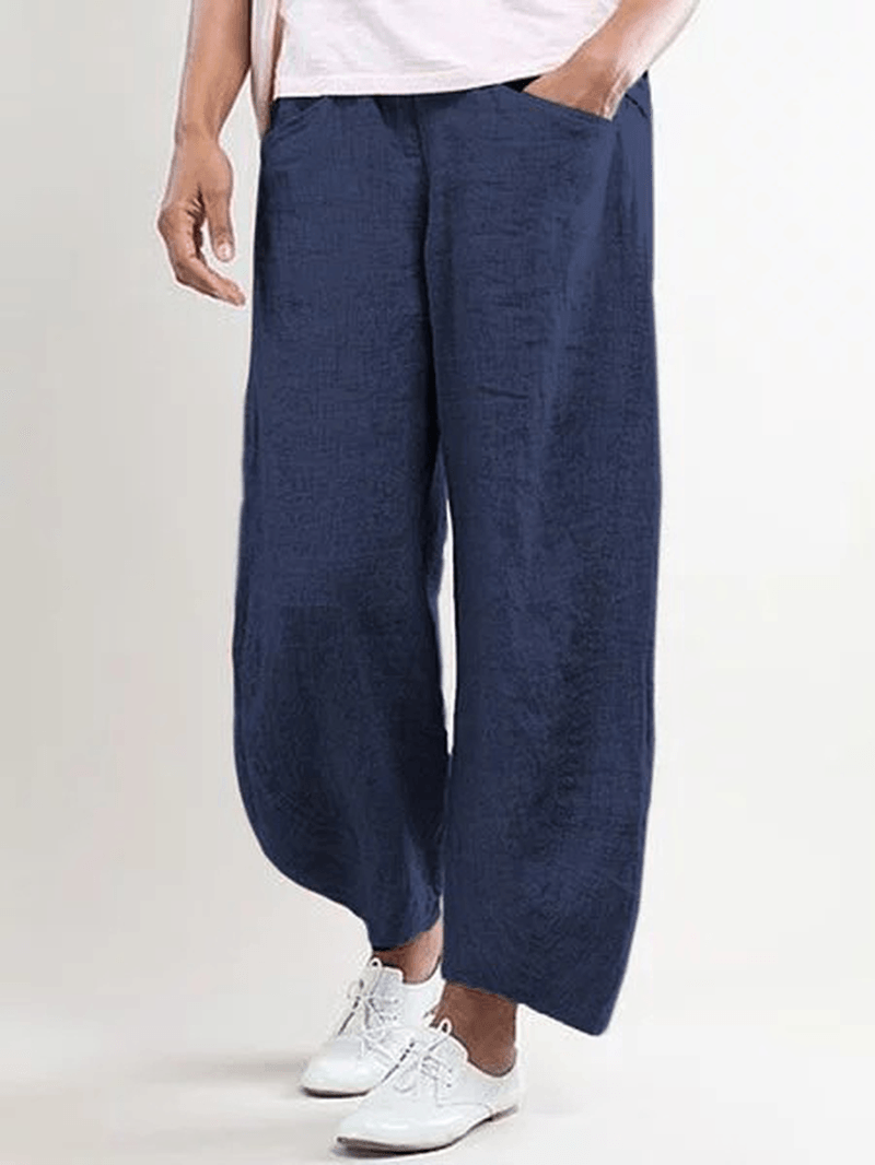 Women Casual Solid Color Cotton Trouser Pants