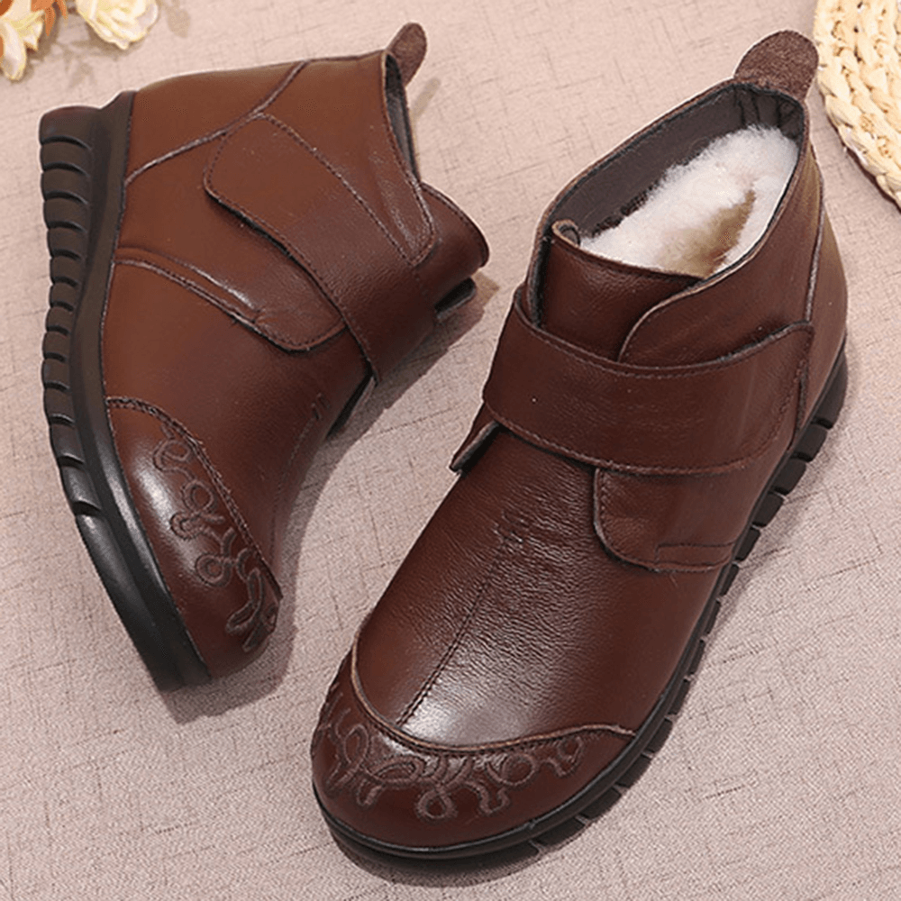 Round Toe Genuine Leather Ankle Boots