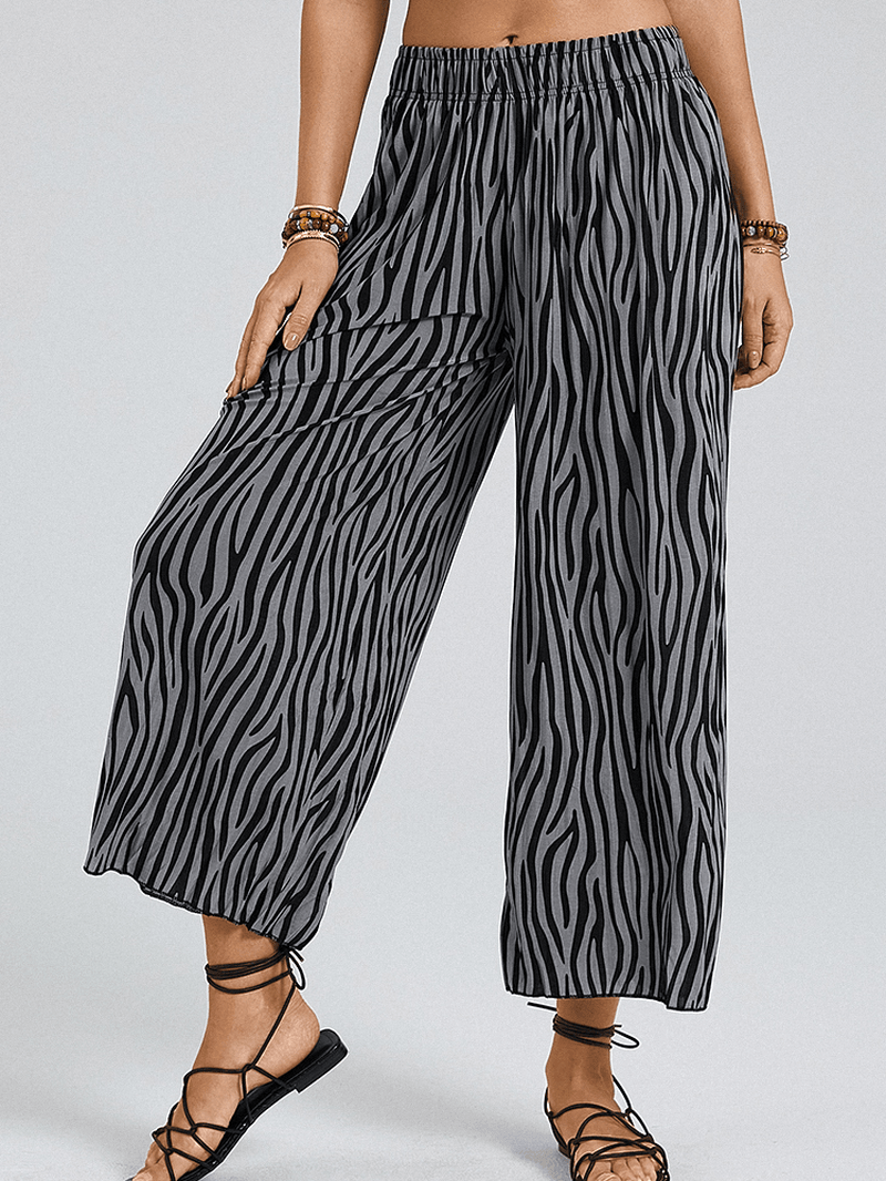 Zebra Print Elastic Waist Wide Leg Lounge Pants for Women