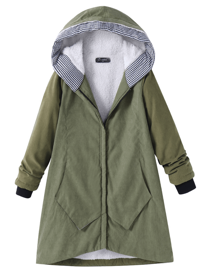 Casual Pure Color Hooded Pocket Coats