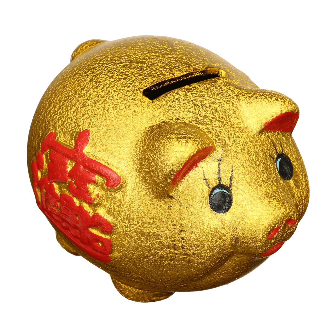 5'' Gold Ceramic Piggy Bank Mini Cute Pig Children Coin Collection Gift Decorations