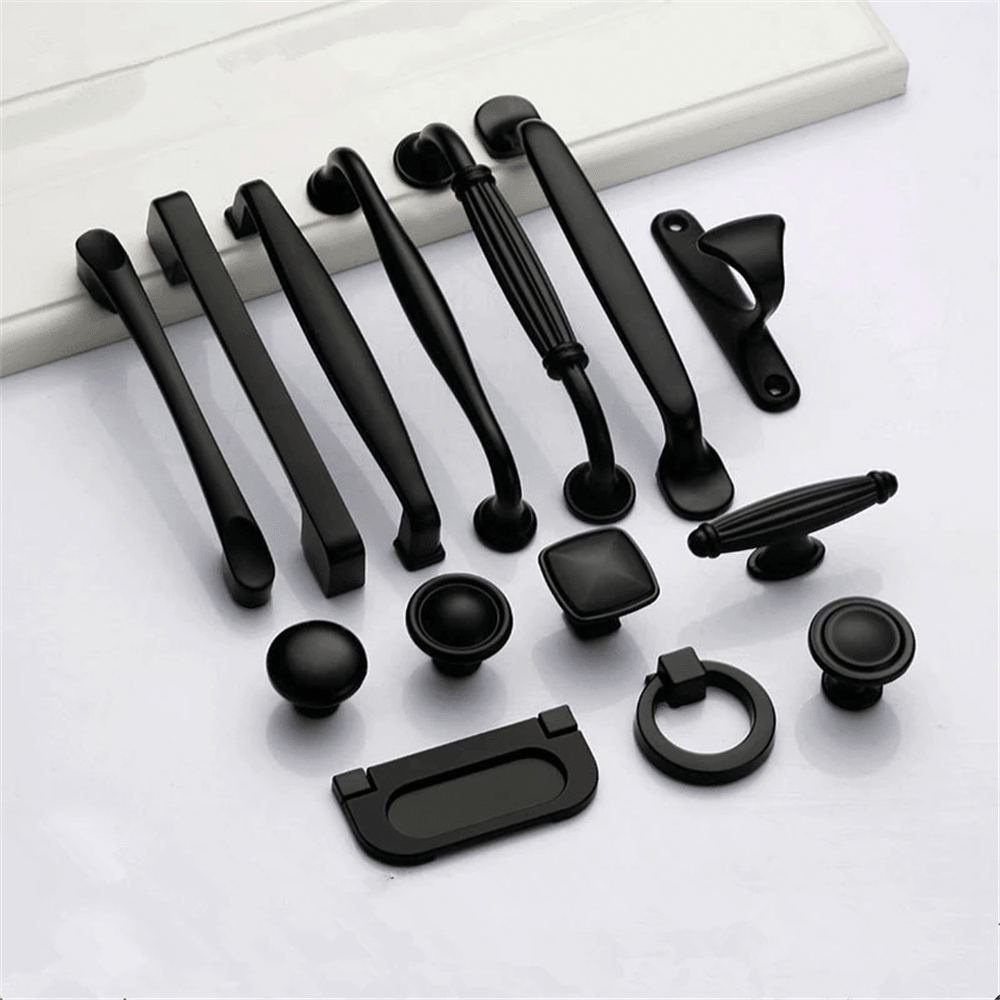 Aluminum Alloy Black Handles for Furniture Cabinet Knobs and Handles Kitchen Handles Drawer Knobs Cabinet Pulls Cupboard Handles Knobs