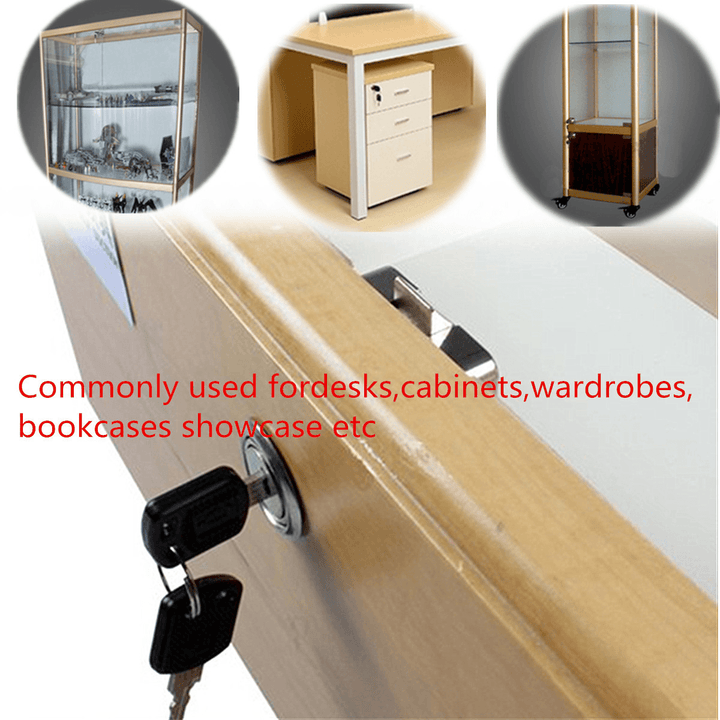 Desk Drawer Dead Bolt Lock for Drawers Box Cabinet Cupboards Panel with Two Keys