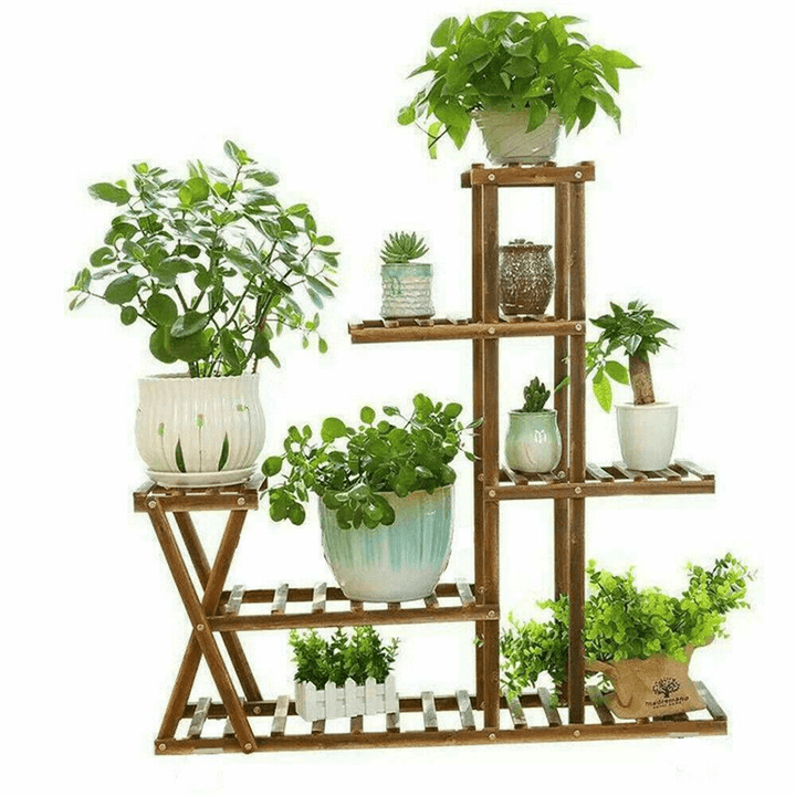 Plant Stand Flower Pot Wooden Rack Organizer Shelf for Garden