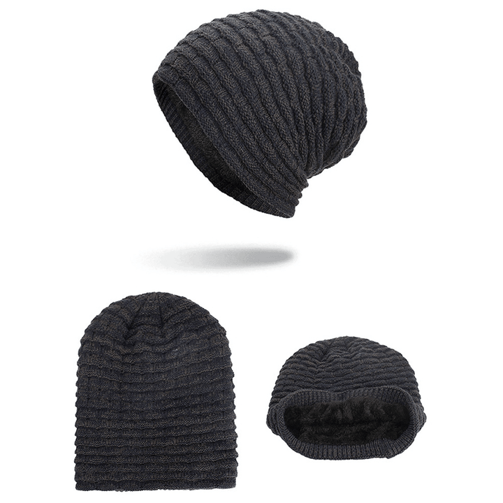 Men Women Special Stripe plus Velvet Knitted Hat Beanie Caps