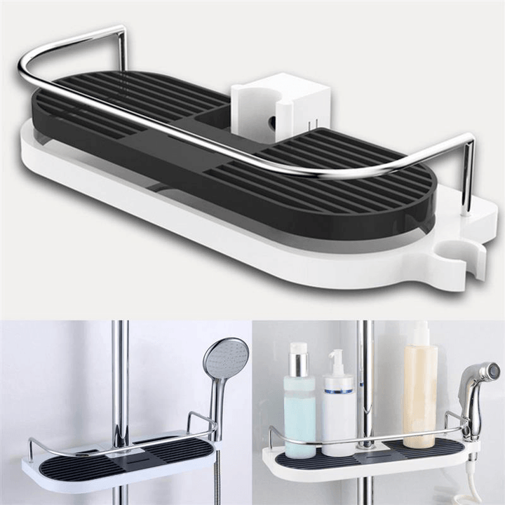 Bath Towel Tray Home Single Tier Shampoo Shower Head Holder Bathroom Shelf Shower Storage Rack Holder