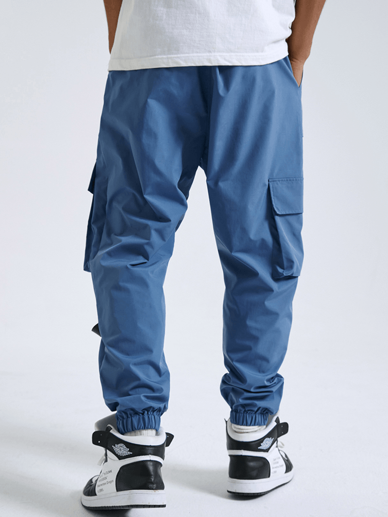 Mens Solid Tactical Casual Taped Cargo Trousers with Pocket