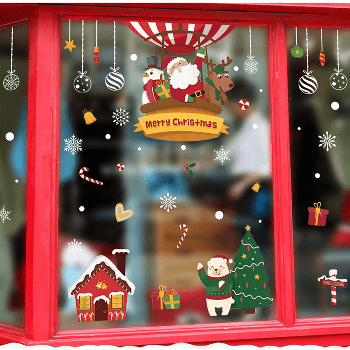 2020 Christmas Decoration Sticker Glass Windows Decals Merry Christmas Home Decoration Wall Stickers Kids Room New Year Wallpaper