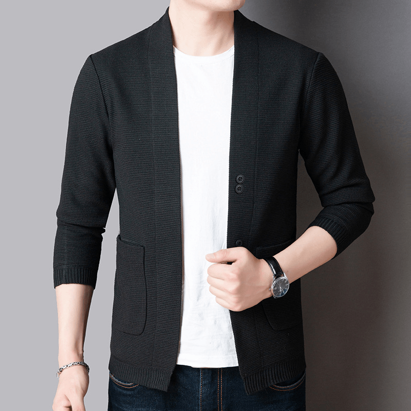 Pure Color Sweater Jacket Men'S Autumn Thin Section