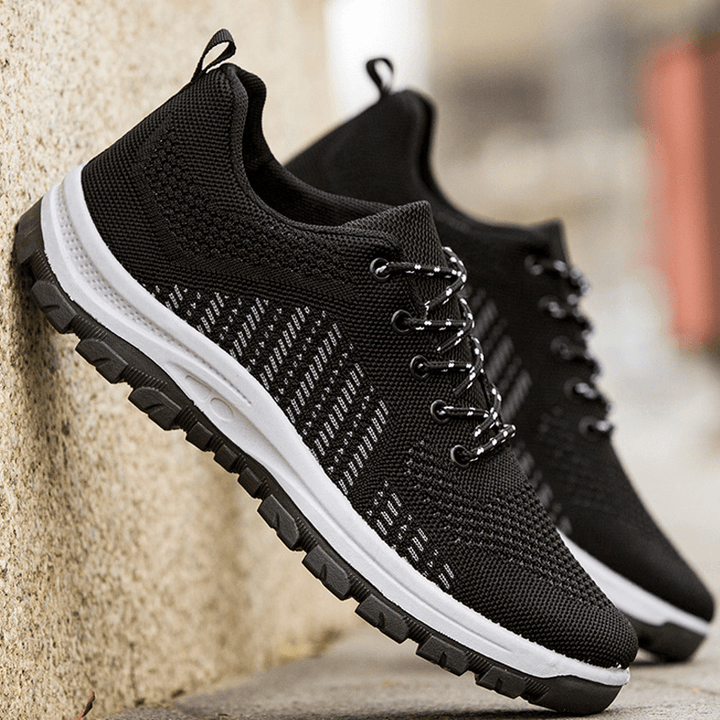 Men Breathable Fly Weave Soft Bottom Non Slip Comfy Sports Casual Running Shoes