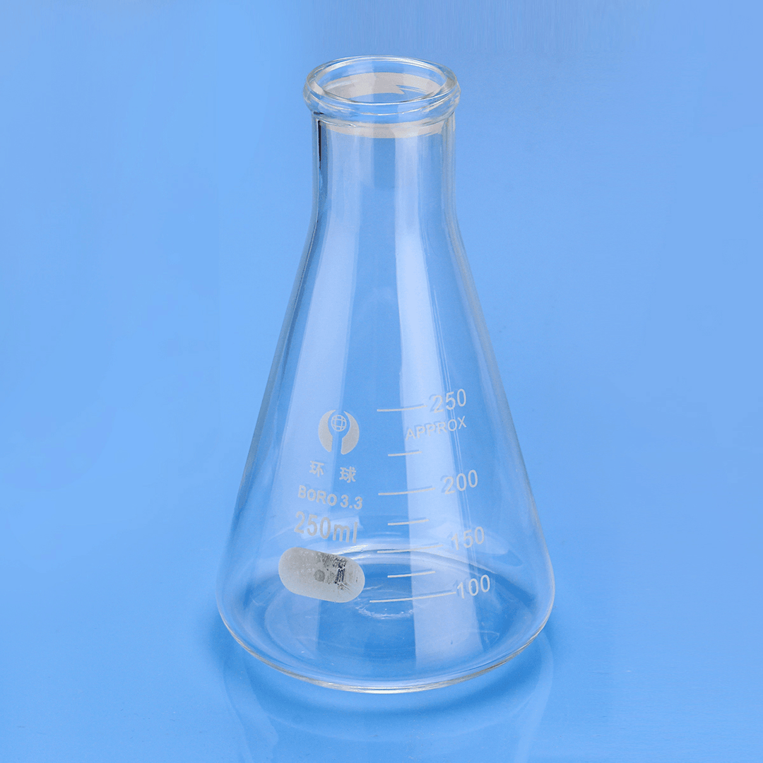 250Ml Lab Glass Erlenmeyer Conical Flask Bottle W/ Rim Borosilicate Laboratory Glassware