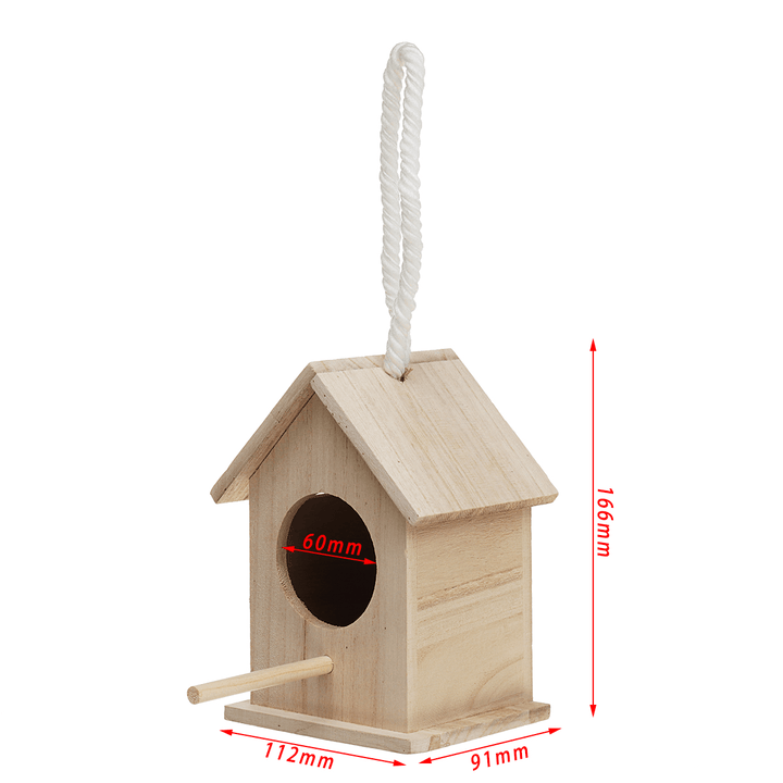 Wooden Bird House Feeder Wild Birds Nest Home Garden Nesting with Hanging Bird Net