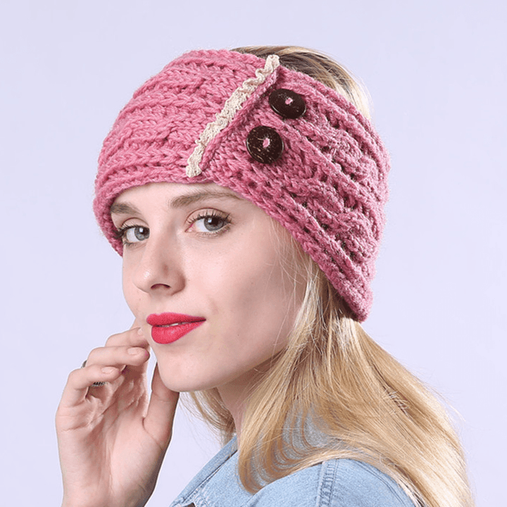 Women Winter Earmuffs Ponytail Knit Beanie Caps