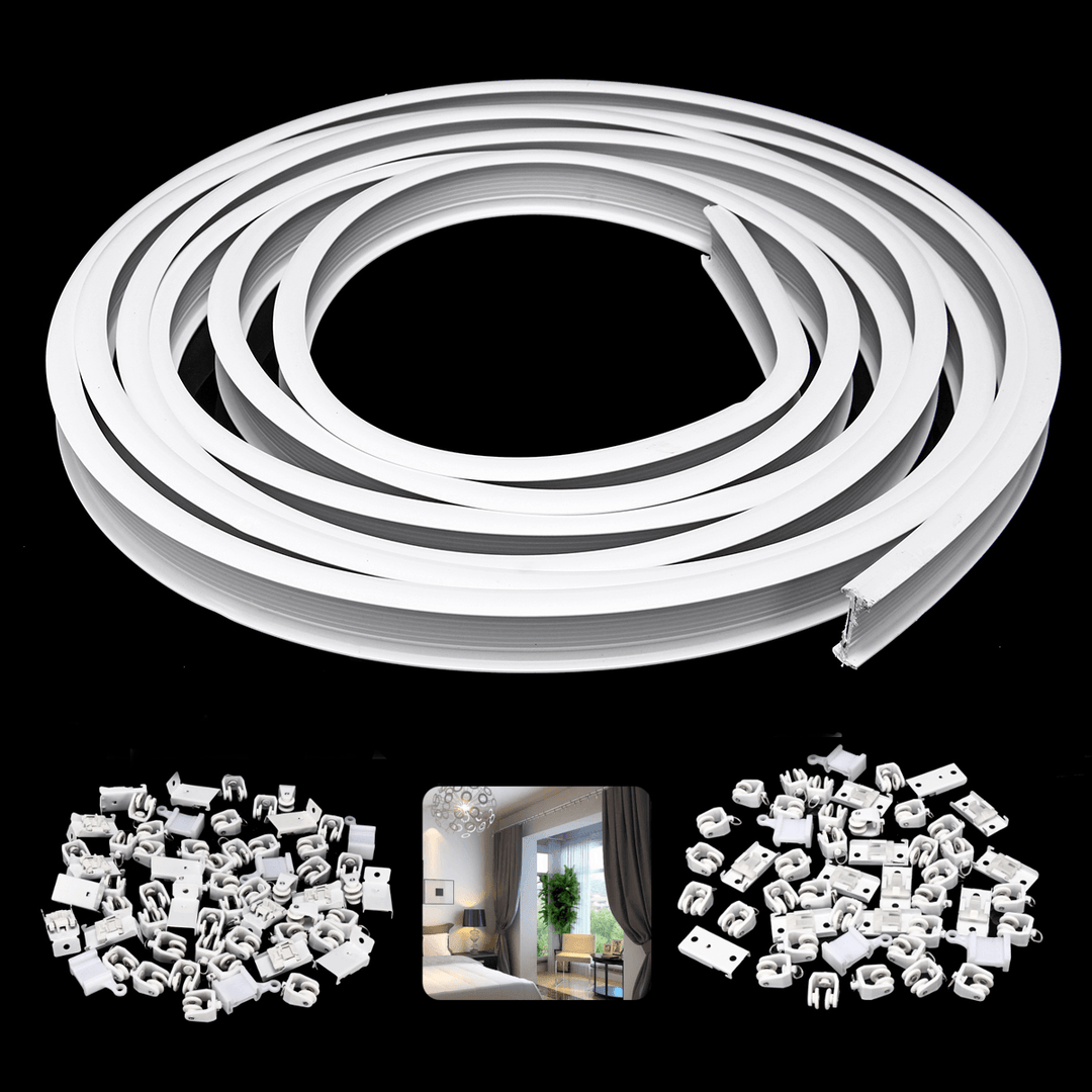 4M Curtains Track Rail Flexible Ceiling Mounted for Straight Slide Window Balcony