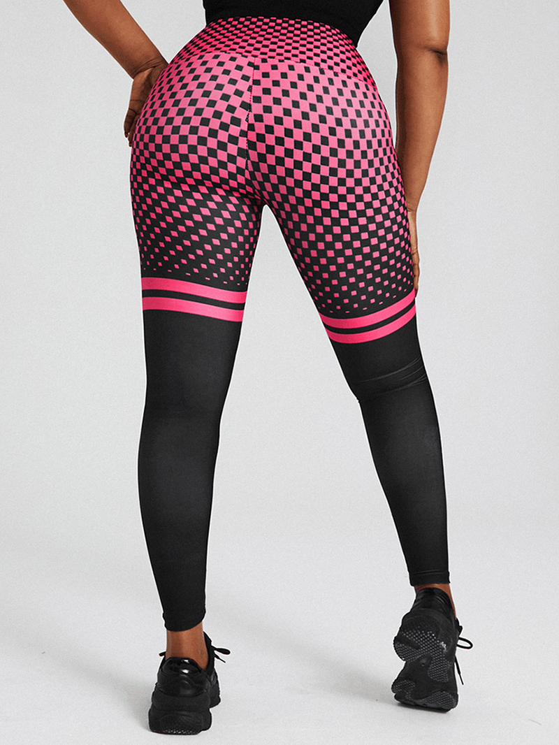 Famous Tiktok Striped Print Elastic High Waist Sport Yoga Leggings