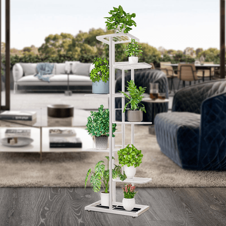 7/8 Black/White Layers Retro Iron Plant Stand Pot Plant Display Shelves Garden Home Decoration