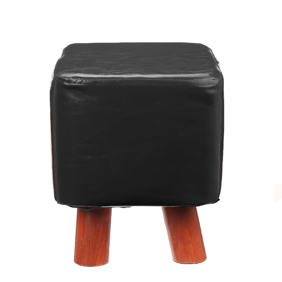 PU Soft Foot Stool Soft Change Shoes Bench Small Ottoman Footrest Footstool Wooden Legs Rectangular Seat Stool Home Supplies