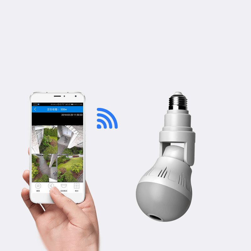 XIAOVV D5 360¬∞ Panorama 1080P WIFI Light Bulb Camera - Indoor Wireless Security Surveillance IP Camera with H.265 Two-Way Audio